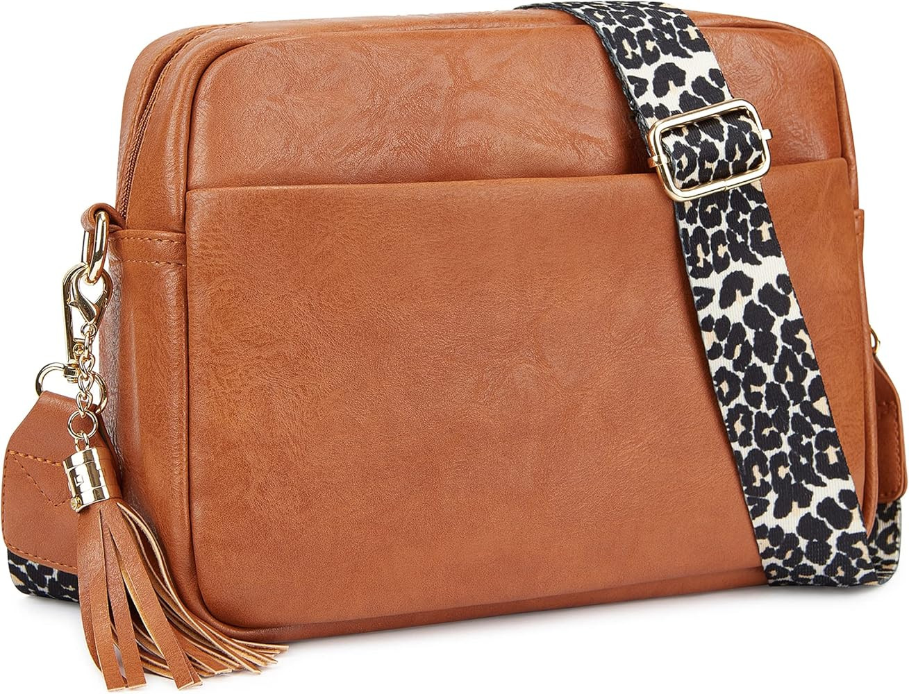 Women's Leather Crossbody Bag Zipper Shoulder Camera Purse | Amazon (US)