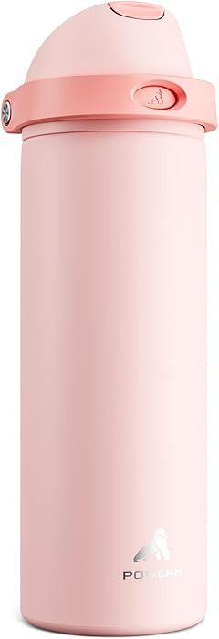 POWCAN Insulated Water Bottle for Sports: 2-in-1 Lid with Push-Button Spout & Quick-Flip Straw, L... | Amazon (US)