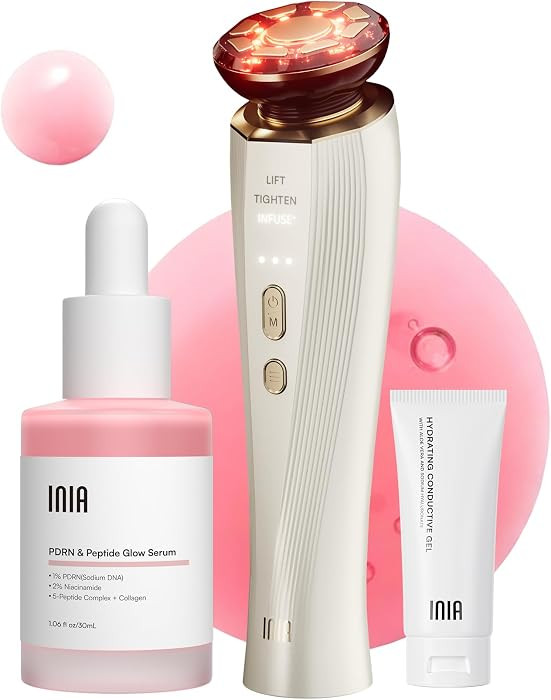 INIA FLARE 3-in-1 Microcurrent Facial Device Red Light Therapy for Face | Amazon (US)