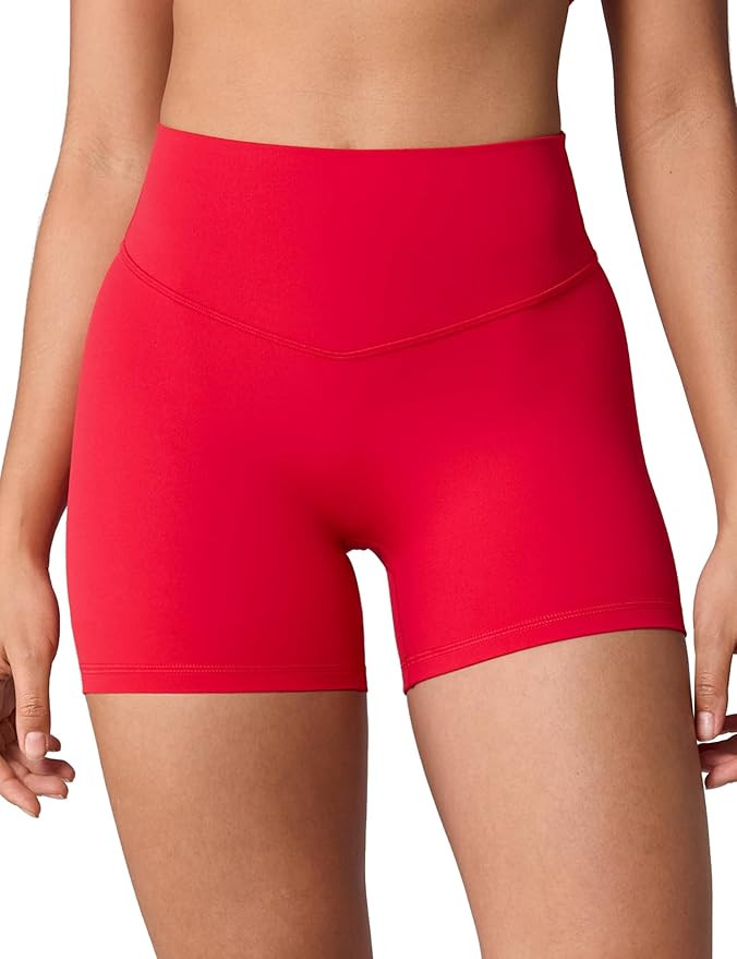 Hugcurve No Front Seam High Waisted Workout Biker Shorts for Women 4" Tummy Control Buttery Soft ... | Amazon (US)