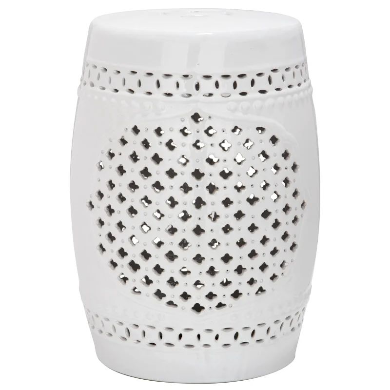 Safavieh ACS4506 Quatrefoil Ceramic Garden Stool White Outdoor Furniture Stools Accent | Build.com, Inc.