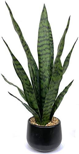 Artificial Snake Plant 22.5" Faux Agave Fake Sansevieria Artificial Potted Plants for Indoor and Out | Amazon (US)