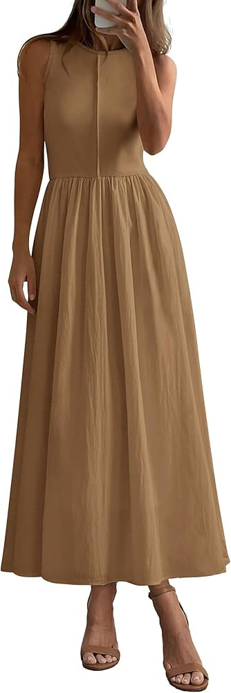 PRETTYGARDEN Maxi Dresses for Women 2025 Summer Casual Sleeveless Patchwork Flowy Vacation Sundre... | Amazon (US)