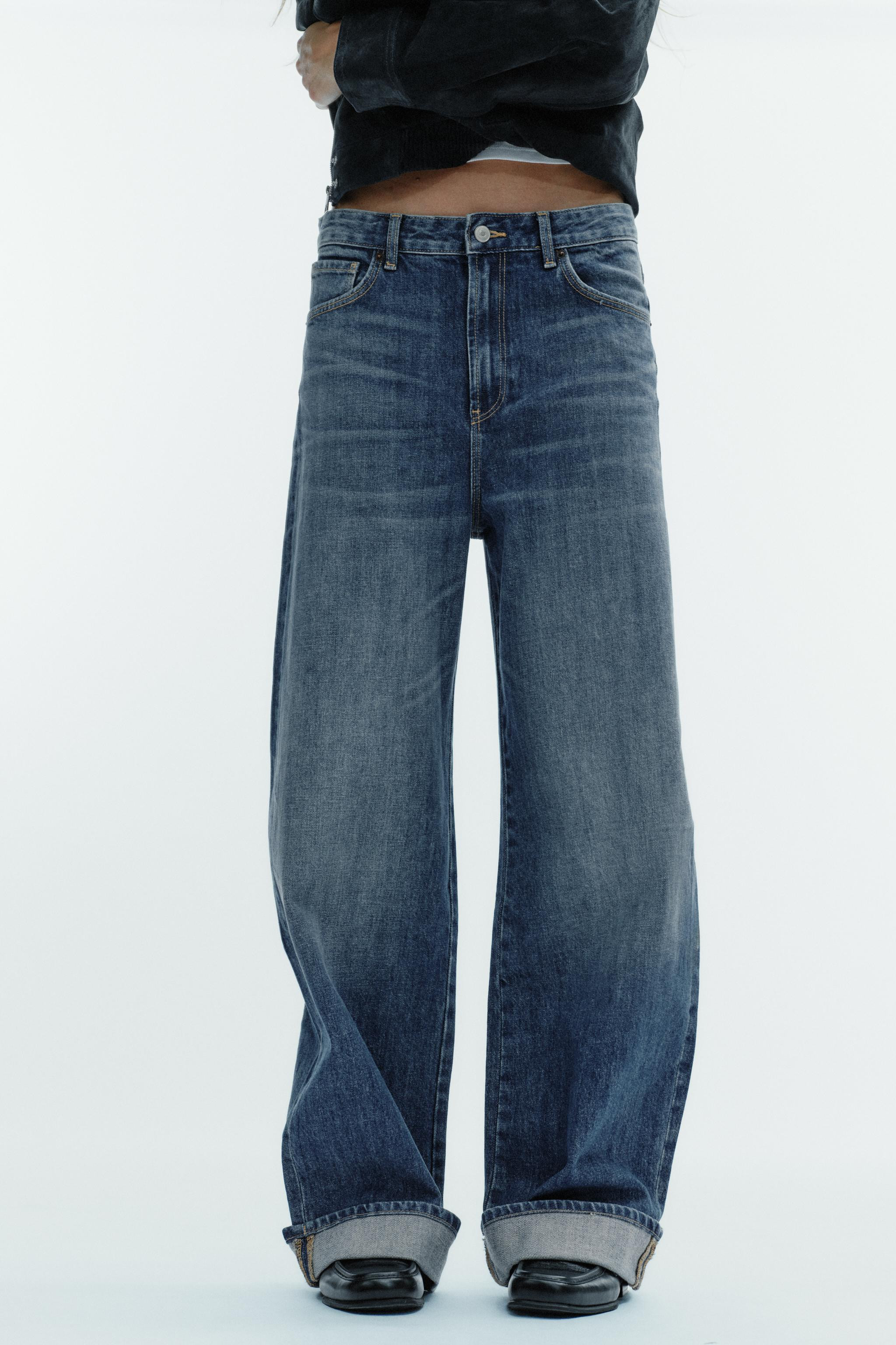 TRF BAGGY FOLDED MID-RISE JEANS | Zara US