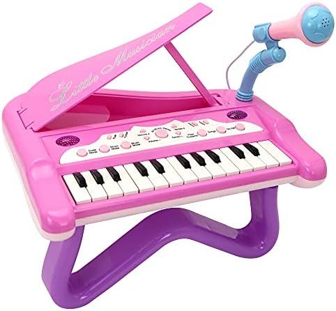 Little Girl Mini Piano, 24 Keyboard, Multifunctional Musical with Built-in Microphone and Music Mode | Amazon (US)