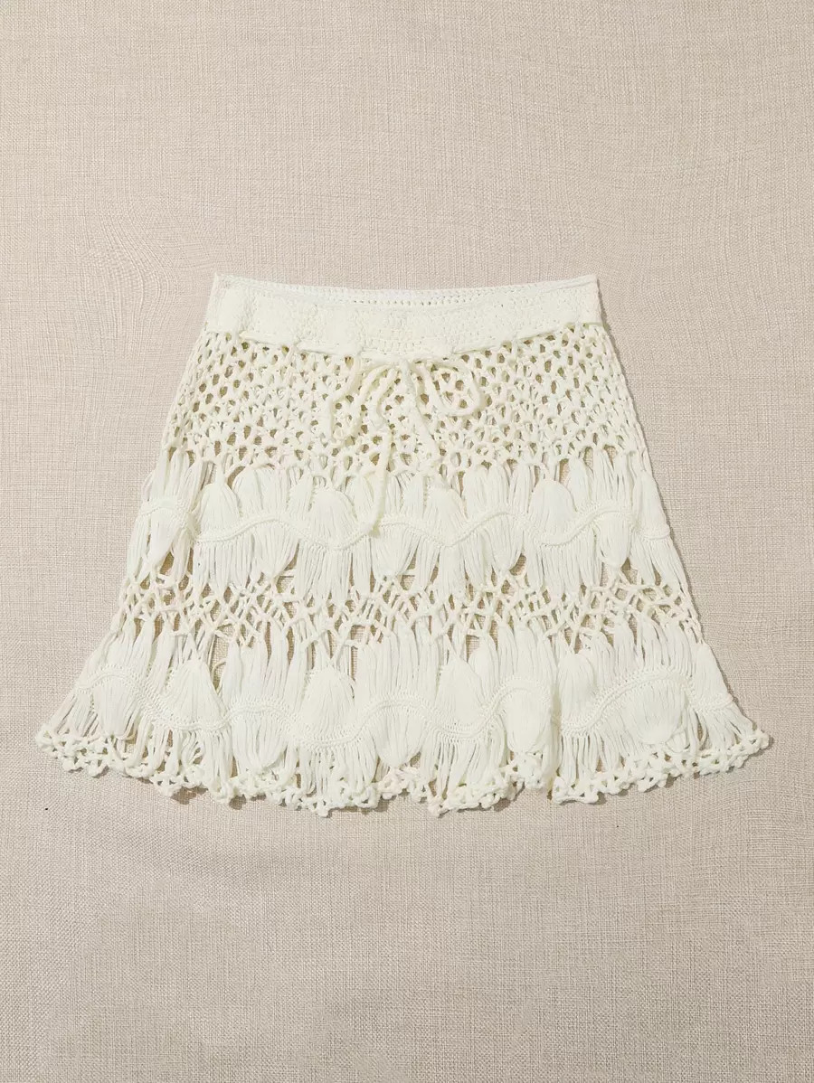 Tie Waist Crochet Cover Up Skirt
   SKU: swcover04200318788      
          (3666 Reviews)
      ... | SHEIN
