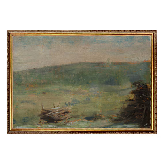 Landscape at Saint-Ouen by Georges Seurat Impressionist Oil Painting Print on Canvas in Thin Gold... | Etsy (US)