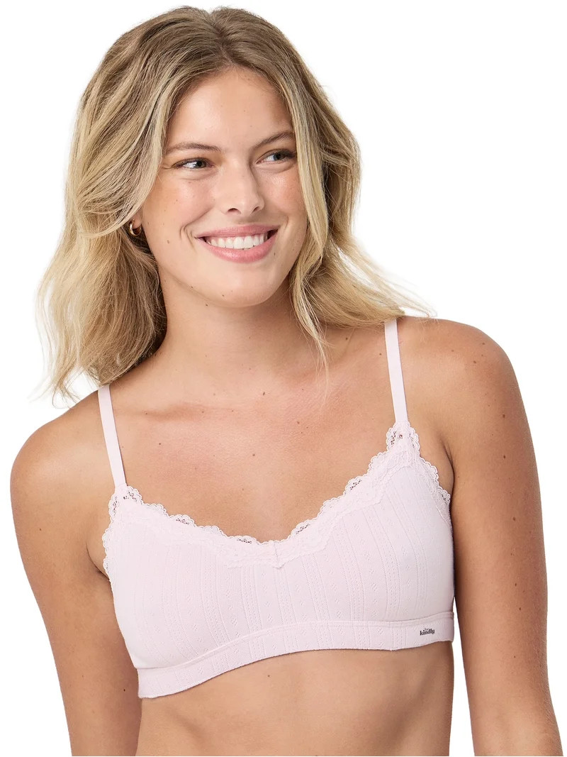 Kindly Yours Women’s Wire Free Pointelle Bralette with Lace Trim, Sizes S-XXXL | Walmart (US)