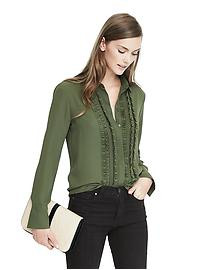 Dillion-Fit Ruffle Placket Blouse | Banana Republic US