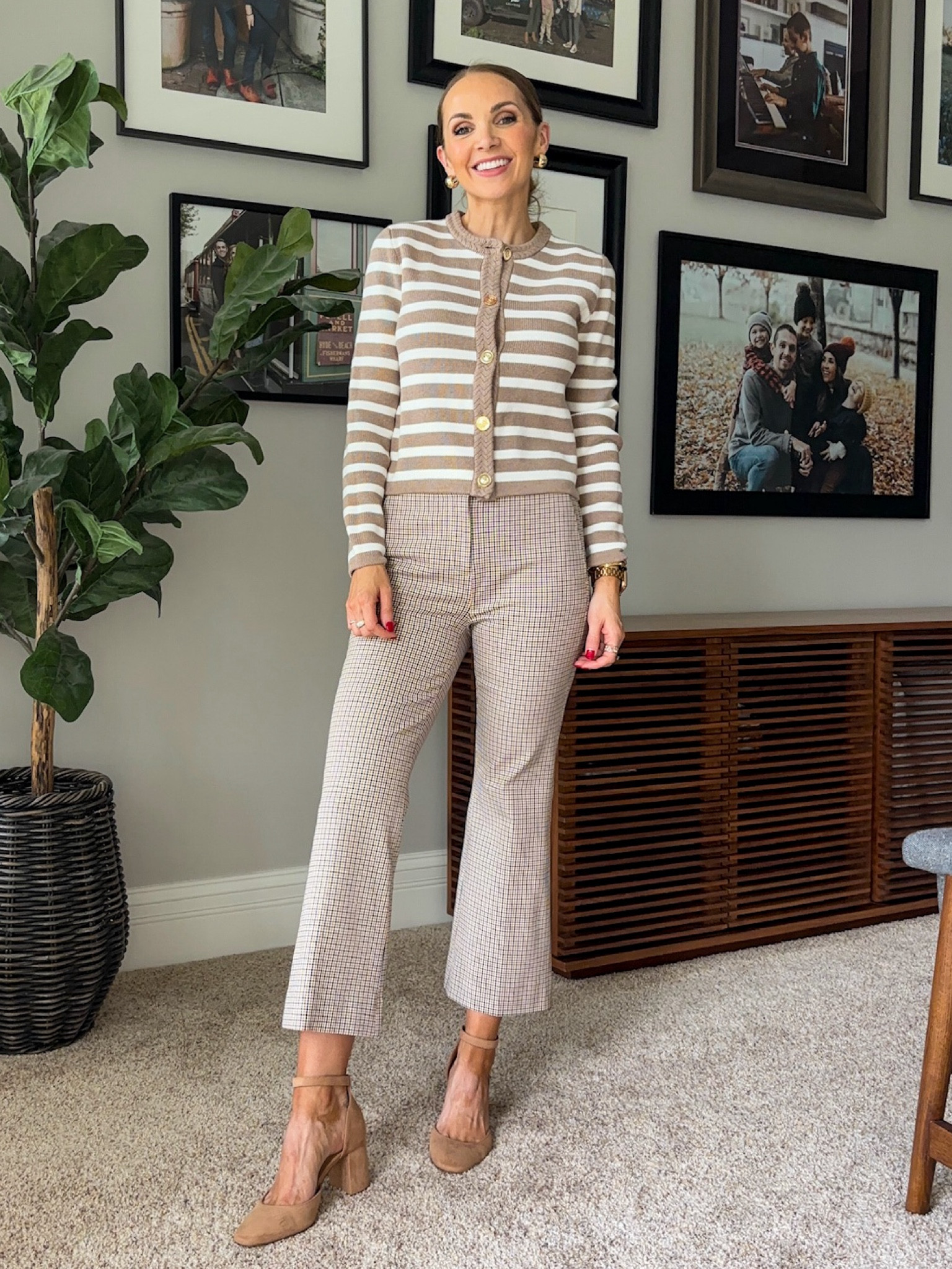 @j.crew factory fall workwear striped structured cardigan + plaid pants // free shipping + extra 20% off $100 with code AUTUMN

#LTKSaleAlert #LTKWorkwear #LTKStyleTip