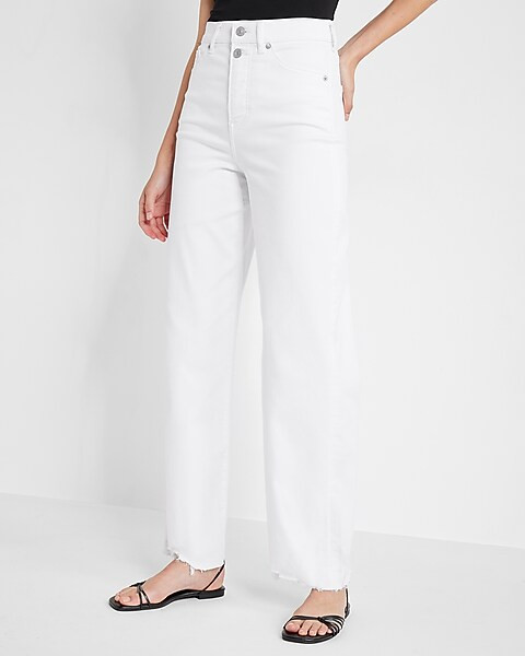 Conscious Edit Super High Waisted White 90s Wide Leg Jeans | Express