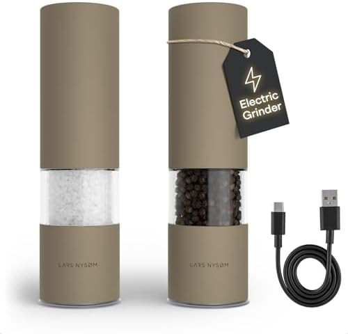 LARS NYSØM Electric Salt and Pepper Grinder Set I Automatic Salt and Pepper Mills with Adjustabl... | Amazon (US)