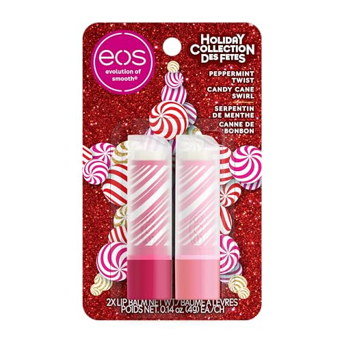 eos Holiday Lip Balm Sticks- Peppermint Twist & Candy Cane Swirl, Limited-Edition Skincare, Stocking Stuffers, 0.14 oz, 2-Pack | Amazon (US)