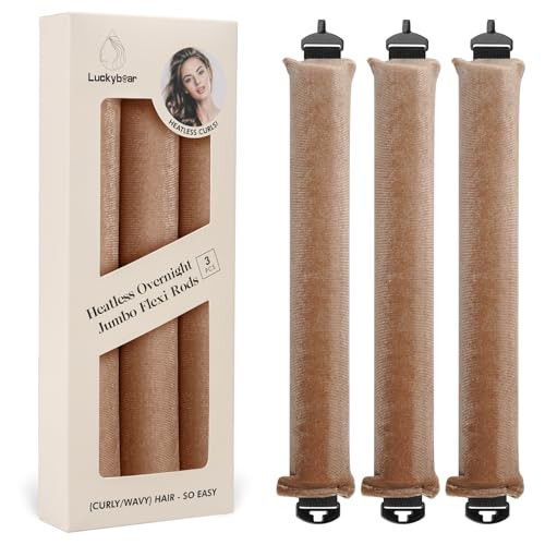 Overnight Heatless Hair Curler Blowout Rods Jumbo, Heatless Curls Satin Jumbo Flexi Rods to Sleep in,Soft Heatless Rod for All Hair Types,No Heat Overnight Sleeping Curls Styling Tools 3pcs Khaki | Amazon (US)