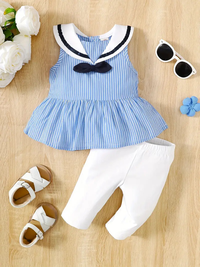 Baby Girls Outfits Striped Bow Pullover Spring Summer - Temu | Temu Affiliate Program