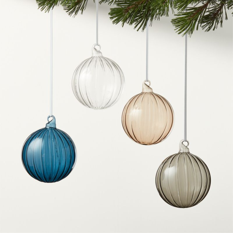 Linea Clear Optic Glass Christmas Tree Ornaments Set of 4 | CB2 | CB2