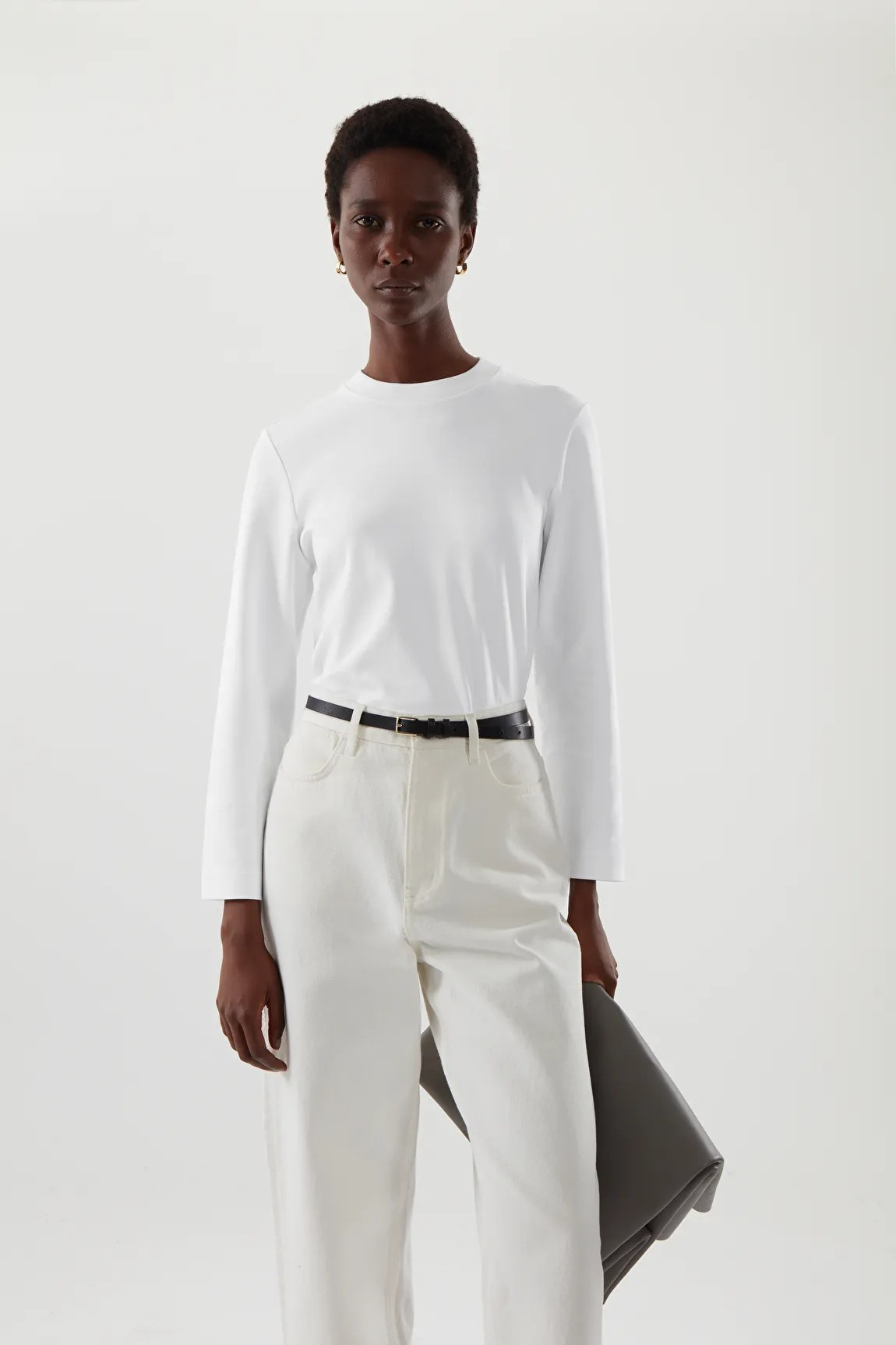 SLIM-FIT HEAVYWEIGHT LONG-SLEEVED T-SHIRT - White - T-shirts - COS | COS (US)