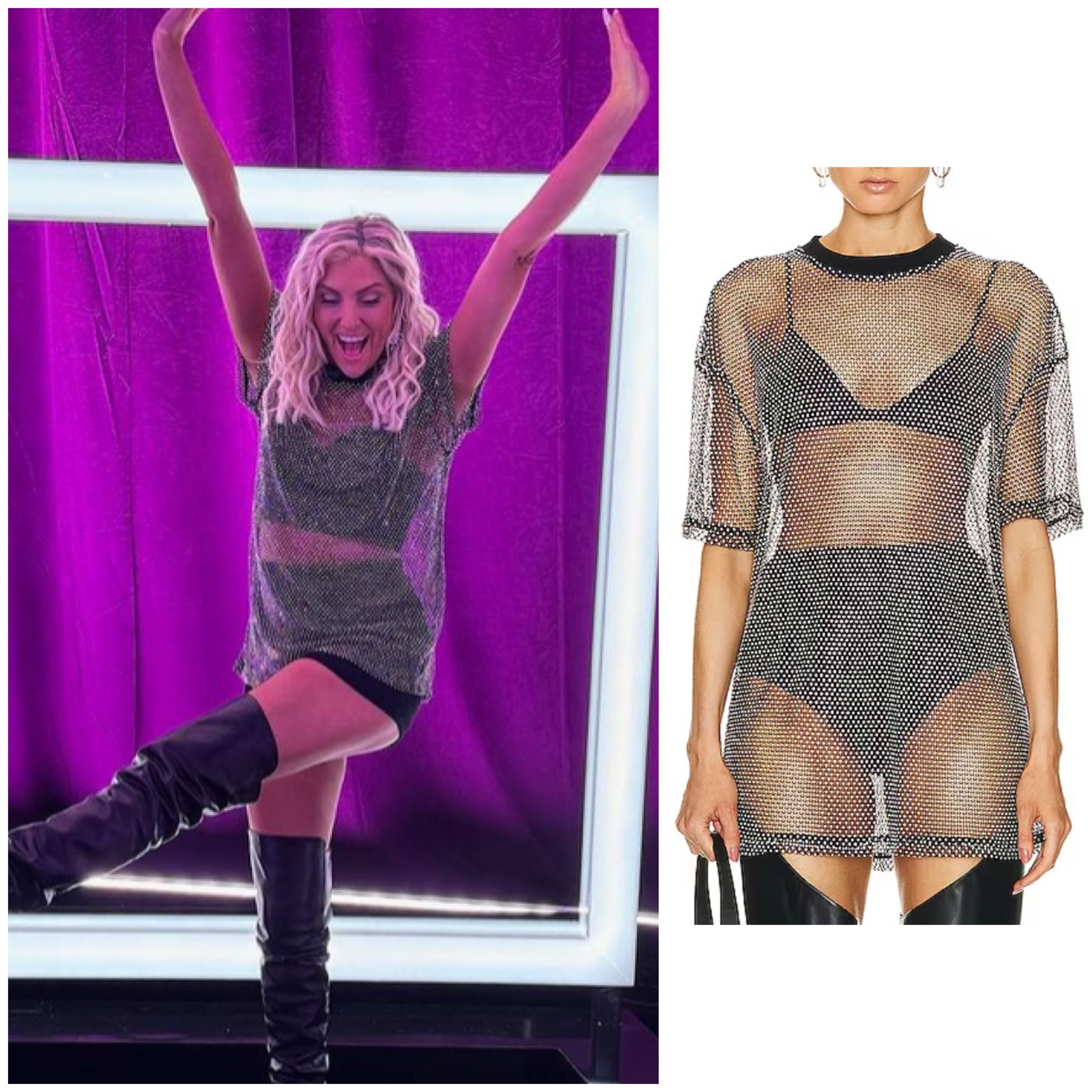 Gina Kirschenheiter’s Crystal Mesh T Shirt Dress at Bravocon 📸 = @ginakirschenheiter