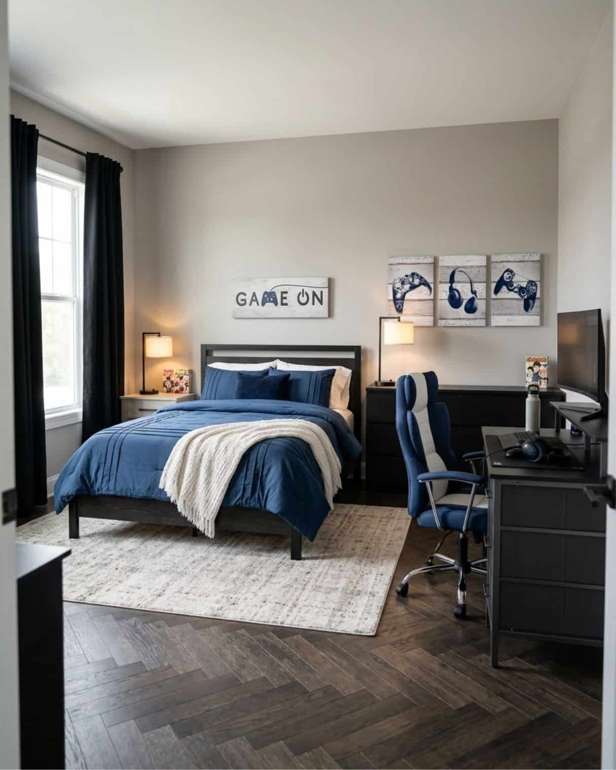 Navy Blue Gamer Bedroom for Teenager

*Note: This is a digital room mockup showcasing product styling ideas from my room design mood board.

#LTKHome