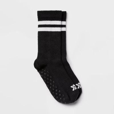 Women's Varsity Stripe Yoga Crew Socks - All in Motion™ Black 4-10 | Target