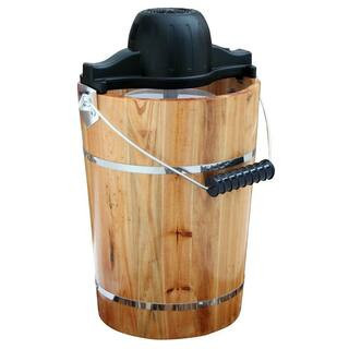 6 qt. Pine Ice Cream Maker with Pine Tub, Ice Crusher and Mixing Paddle | The Home Depot