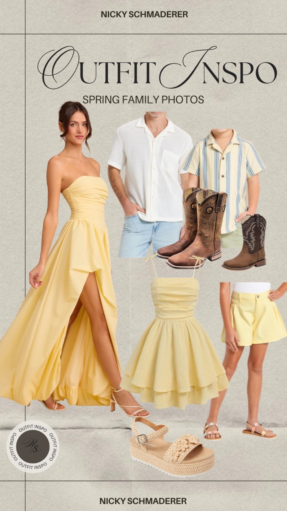 Outfit inspo for family photos // Easter outfit idea for the family as well! 

Yellow dresses 
Amazon finds 
Men’s button down summer Cuban top 
Boys button down 


#LTKKids #LTKSeasonal #LTKMens