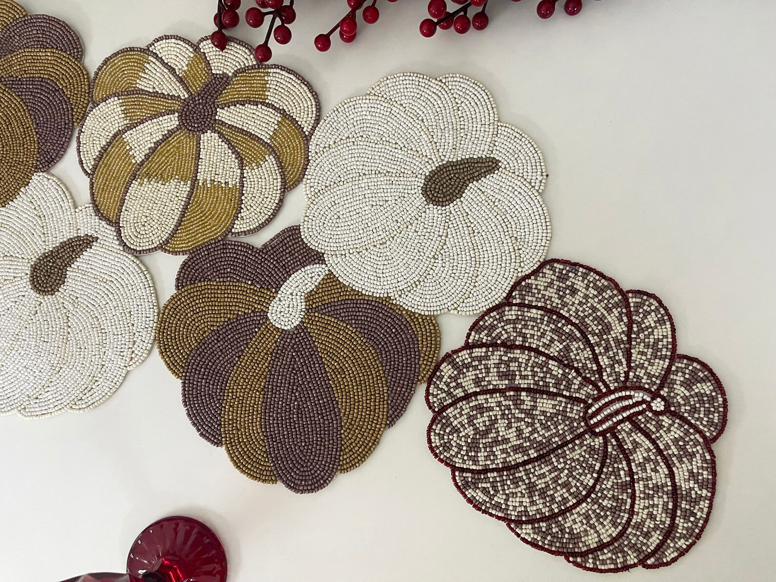 Handmade Bead Table Runner, Multicolour Pumpkin Fall Runner - Etsy | Etsy (US)