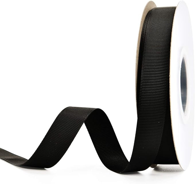 YAMA 5/8 inch Solid Grosgrain Ribbon Roll - 25 Yards for Gift Wrapping Ribbons, Black | Amazon (US)