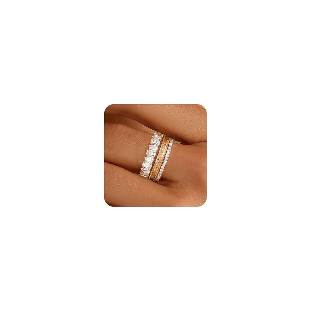 FUNEIA Stackable Gold Rings for Women Non Tarnish Chunky 14K Gold Plated Rings that Don't Tarnish... | Amazon (US)