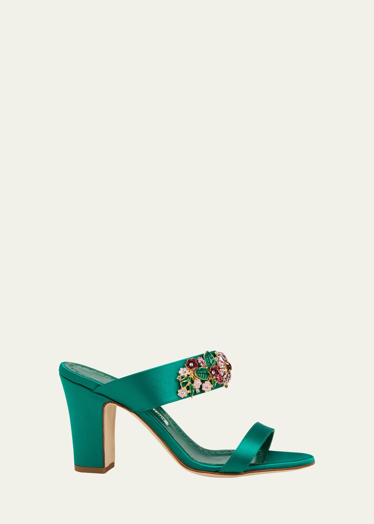 Manolo Blahnik Sayani Crystal Two-Band Mule Sandals | Bergdorf Goodman