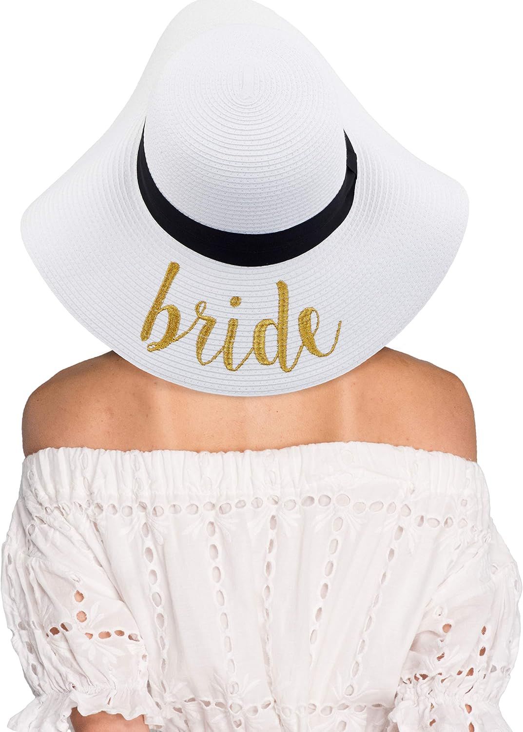 HATSANDSCARF CC Exclusives Straw Embroidered Lettering Floppy Brim Sun Hat (ST-2017) | Amazon (US)