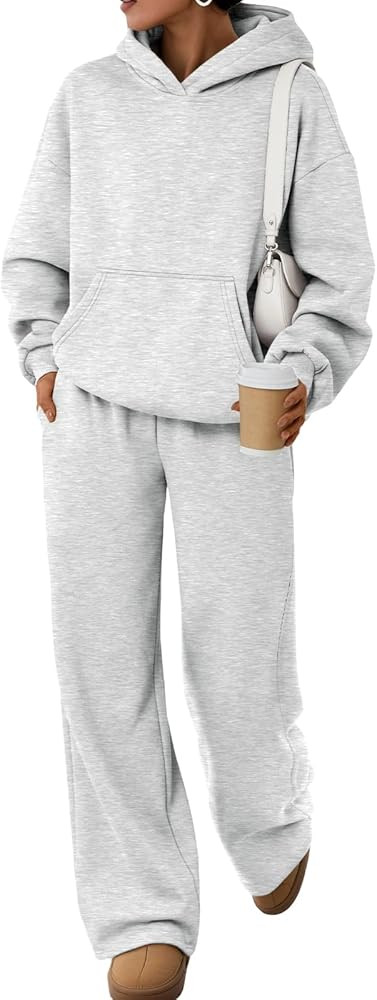 Trendy Queen 2 Piece Lounge Sweat Sets Plus Size Fall Fashion Matching Sweatsuits Wide Leg Pants ... | Amazon (US)