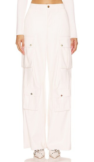 Joette Faux Leather Cargo Pant in Off White | Revolve Clothing (Global)