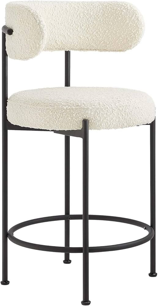 Modway EEI-6518-IVO-BLK Albie Boucle Fabric Counter Stools - Set of 2, Ivory Black | Amazon (US)