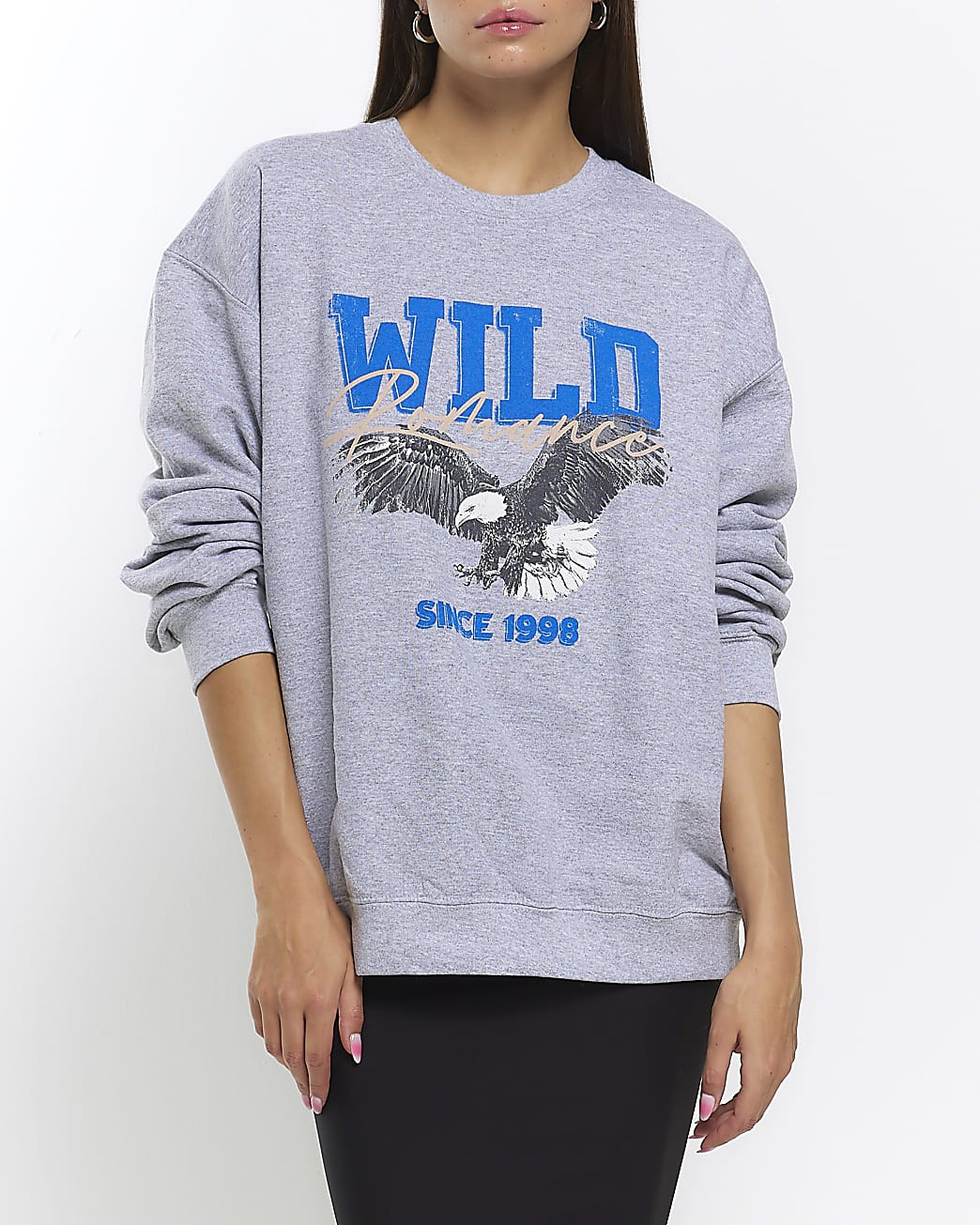 Grey graphic sweatshirt | River Island (UK & IE)