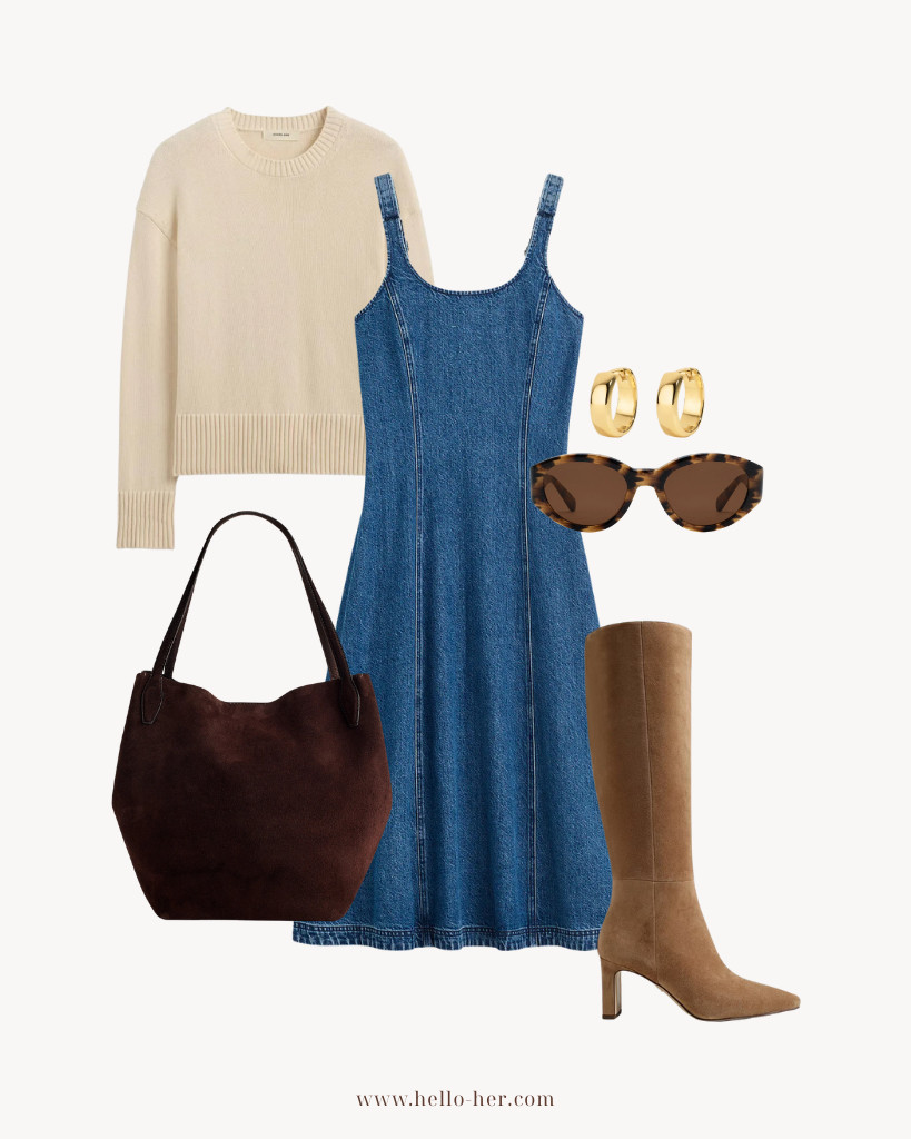 Fall Capsule Wardrobe 🍂 Have a family get together this fall? This denim mini dress is the perfect piece to style! Dress it up with knee-high boots, or down with sneakers.  

 #LTKSeasonal