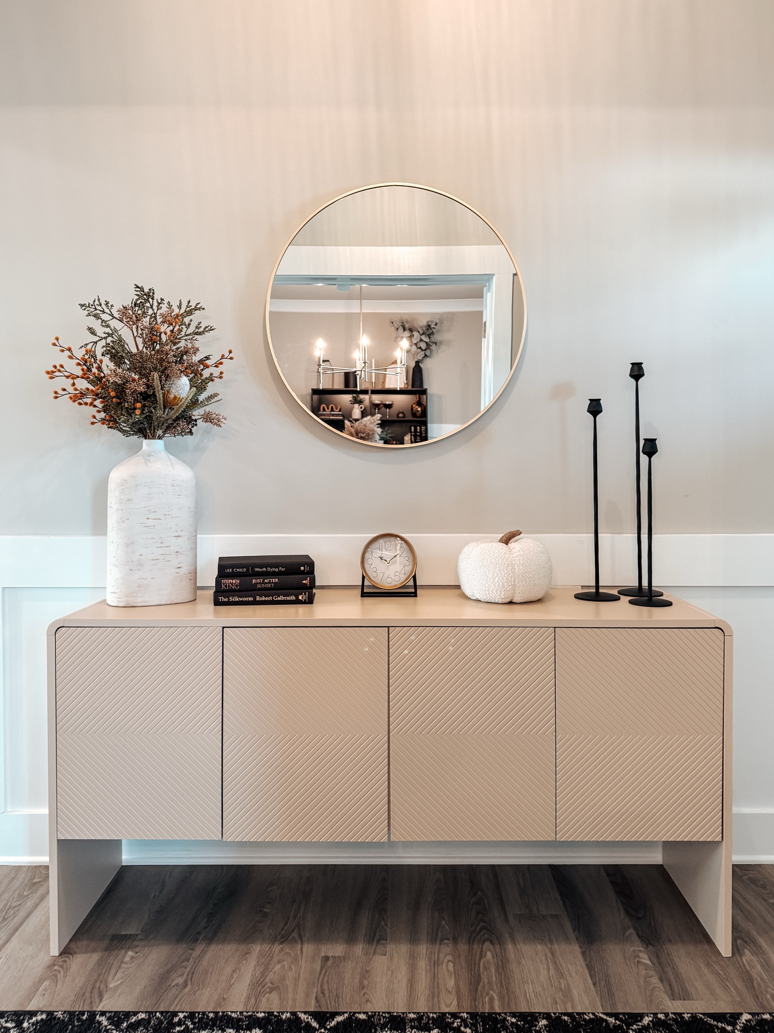 Home decor entryway sidebar mirror vase candlesticks clock 

#LTKStyleTip #LTKHome #LTKFindsUnder50