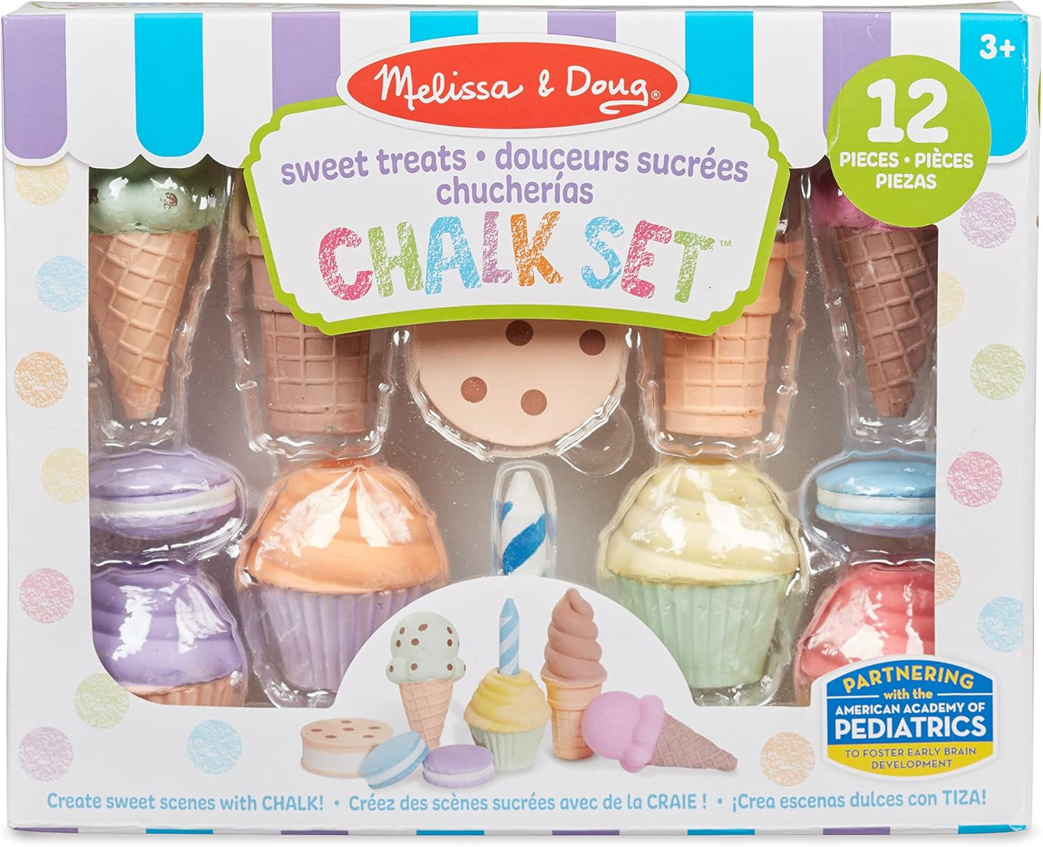 Melissa & Doug Ice Cream & Cake Chalk Set - Arts And Crafts For Kids, Sidewalk Chalk For Kids Age... | Amazon (US)
