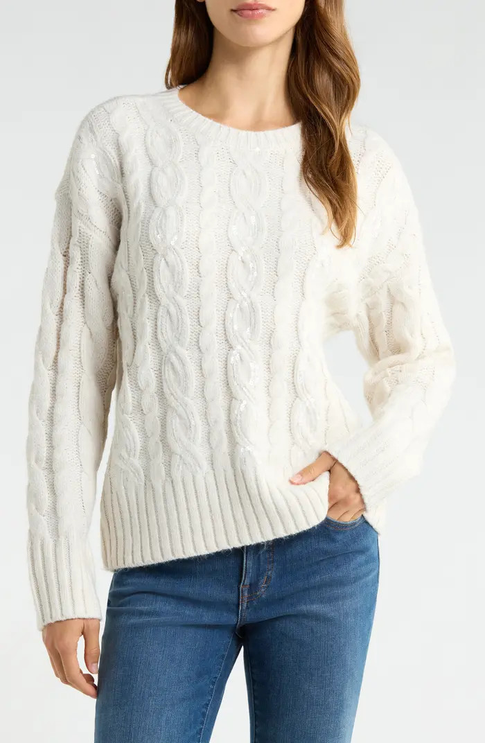 Vince Camuto Sequin Cable Sweater | Nordstromrack | Nordstrom Rack