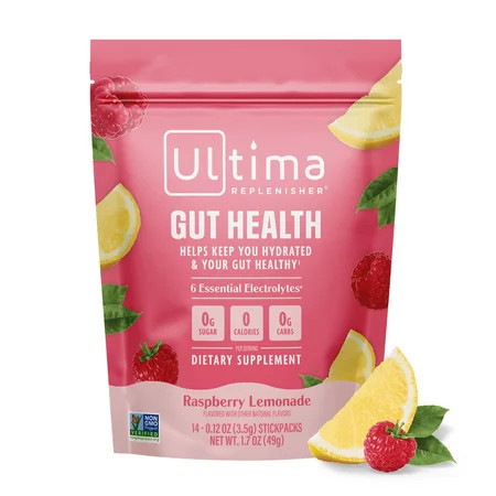 Ultima Replenisher Gut Health Supplement & Electrolytes Powder - Raspberry Lemonade, 14 Stickpacks - Hydration Packets with Added Gut Health Benefits | Walmart (US)