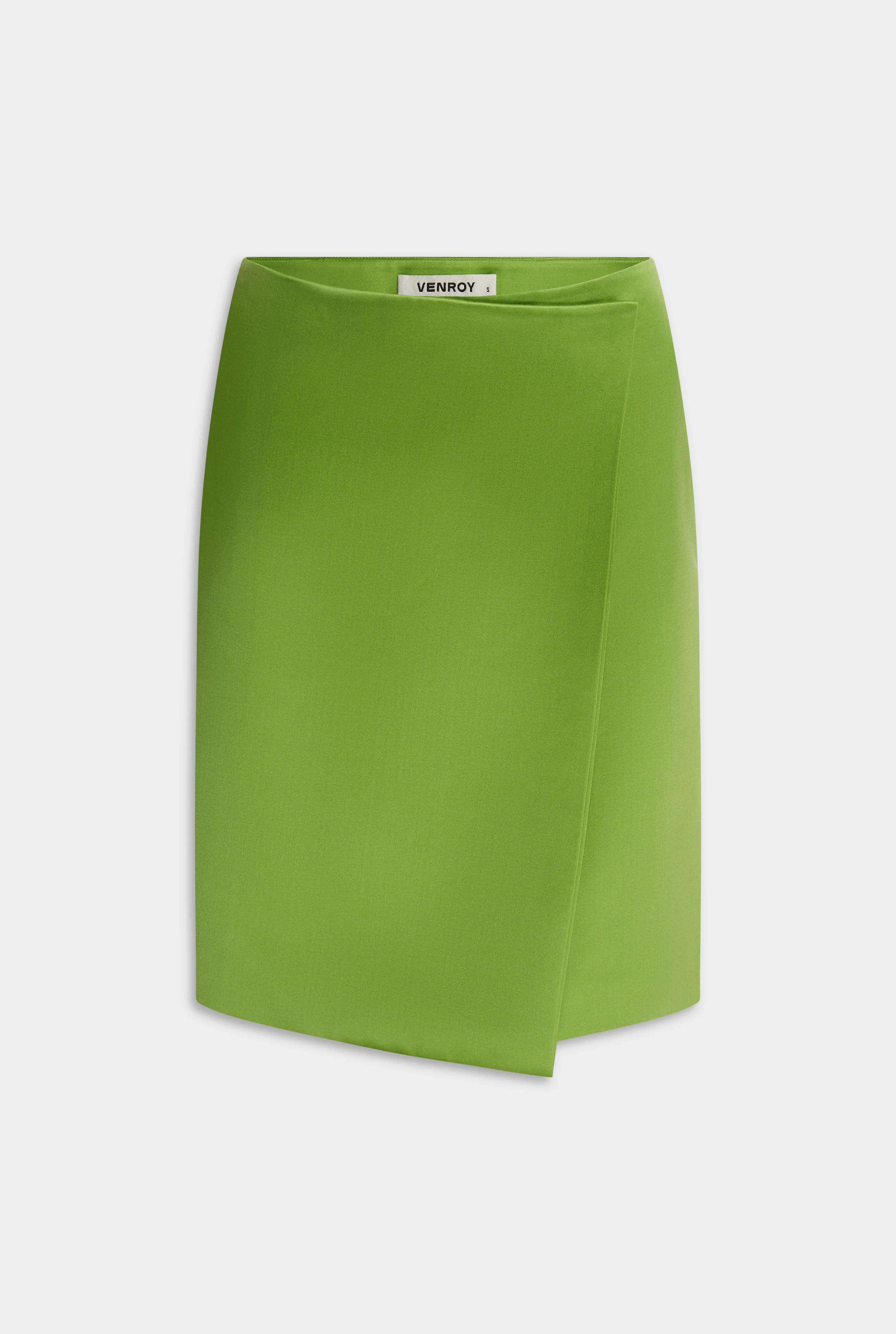 Womens Wrap Silk Cotton Skirt in Leaf Green | Venroy | Venroy AU