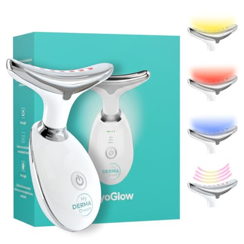 MyoGlow by MDD | Neck, Face, Arms, and Legs Skin Tightening and Lifting Lymphatic Drainage Massager Tool | Uses LED Light, Sonic Vibration, Thermal Activation | Amazon (US)