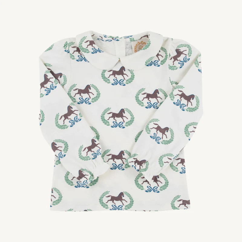 Maude's Peter Pan Collar Shirt (Long Sleeve Pima) - Highland Horses | The Beaufort Bonnet Company
