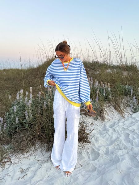 casual beach vacation outfit🌅 pants are the perfect length - I’m 5’5 

#LTKStyleTip #LTKTravel #LTKFindsUnder50