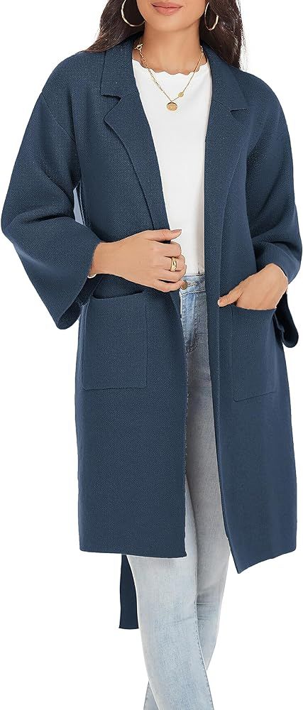 Women's Oversized Chunky Knit Open Front Long Cardigan Sweater Coat Outwear with Pockets | Amazon (US)