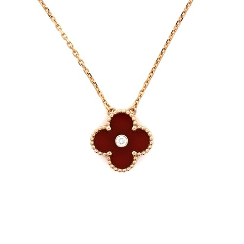 Van Cleef & Arpels, Pre-Loved Vintage Alhambra Pendant Necklace 18K Rose Gold and Carnelian with Diamond, Rose Gold | Amazon (US)