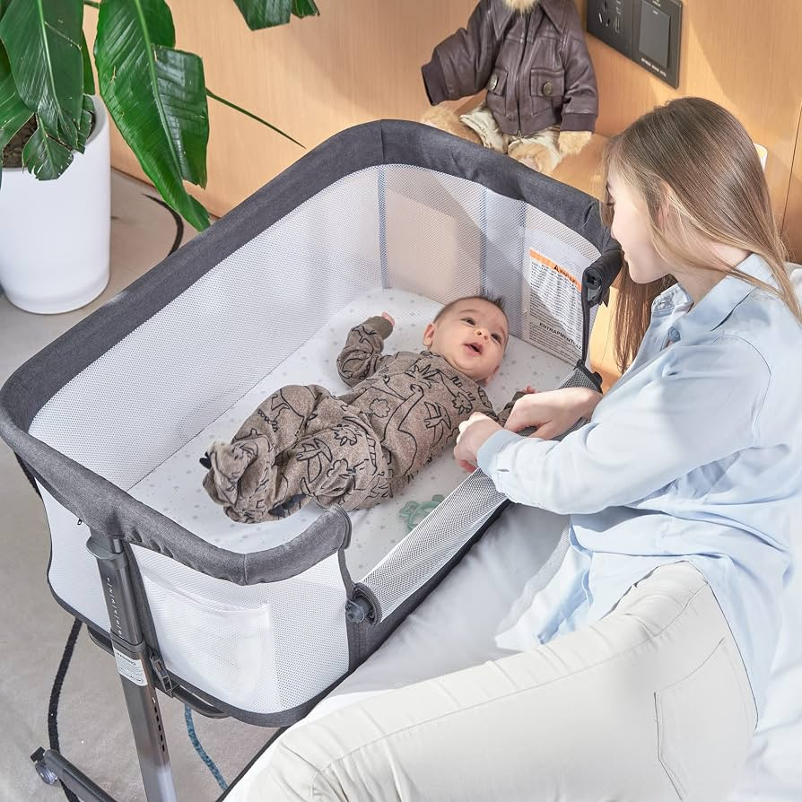 Baby Bassinet Bedside Sleeper with Wheels,Easy Folding Lightweight Crib for Baby/Infants,Breathab... | Amazon (US)