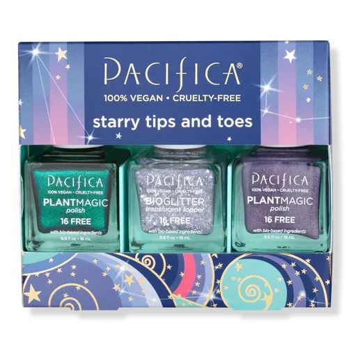 PacificaStarry Tips & Toes Vegan Nail Polish and Glitter Top Coat Trio | Ulta