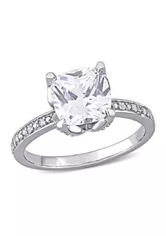 Belk & Co. 2.87 ct. t.w. Lab Created White Sapphire and 1/10 ct. t.w. Diamond Accent Engagement R... | Belk