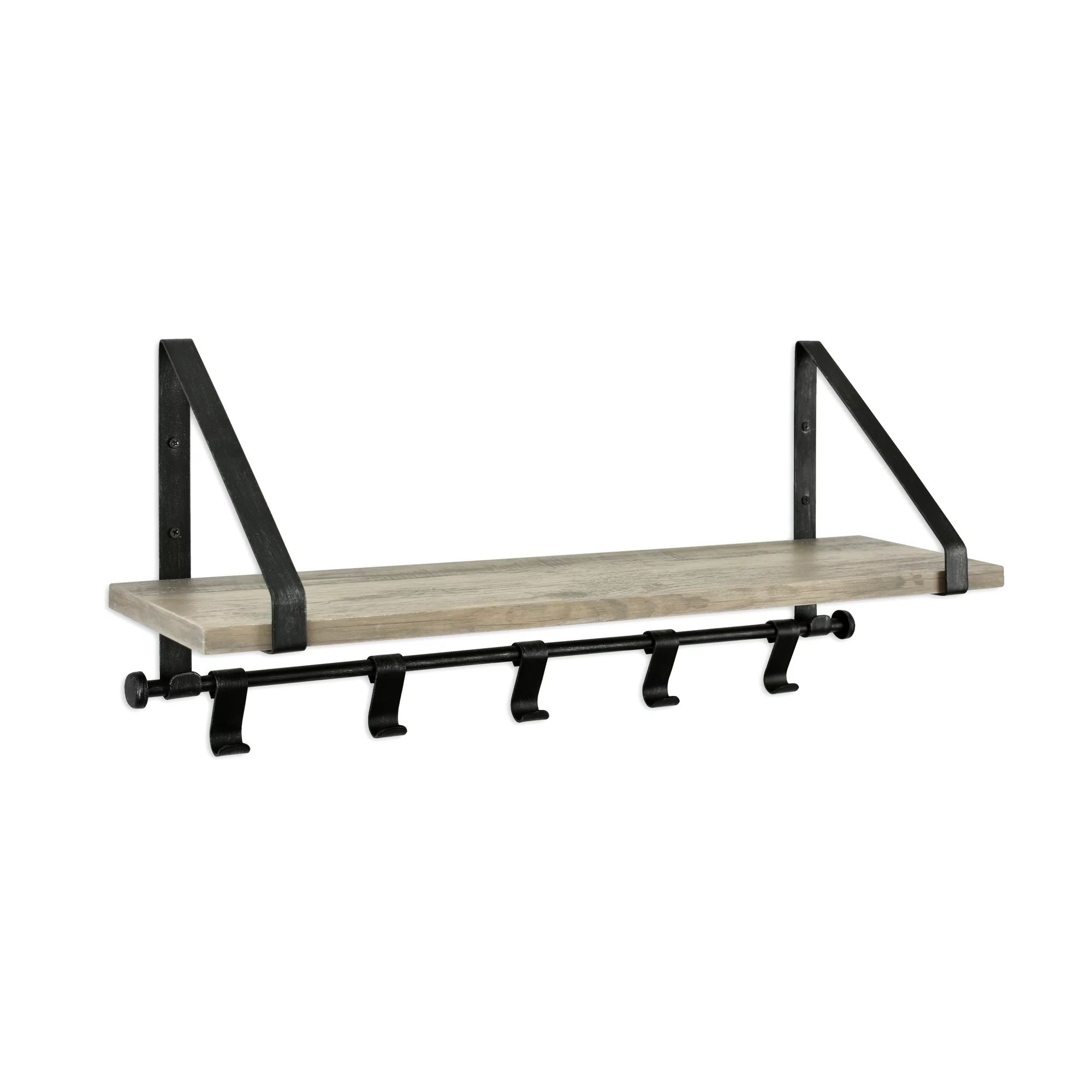 Better Homes & Gardens 23" Ledge with Hooks, Rustic Gray Finish | Walmart (US)